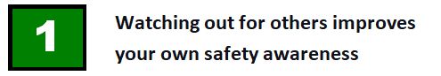 Watching out for other improves your own safety awareness